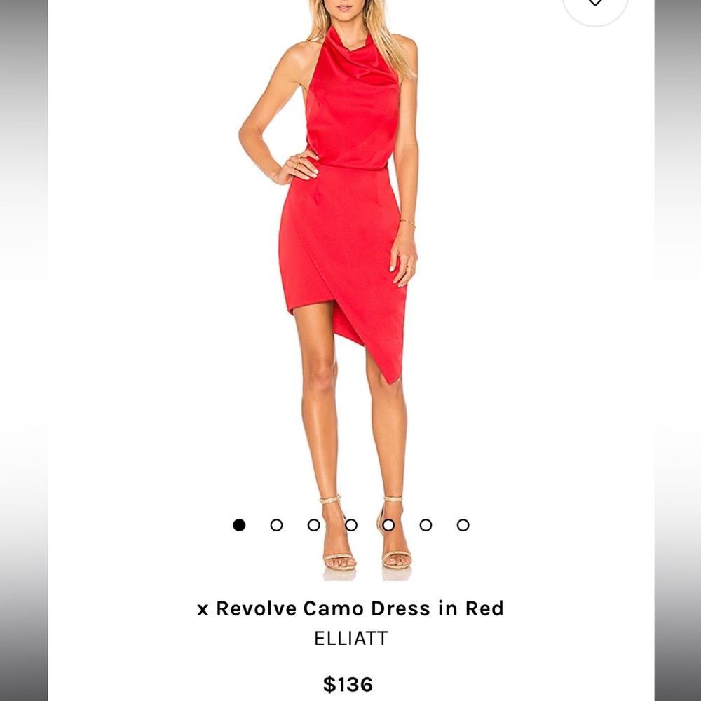NWOT ELLIATT camo asymmetric satin cocktail dress RED MEDIUM